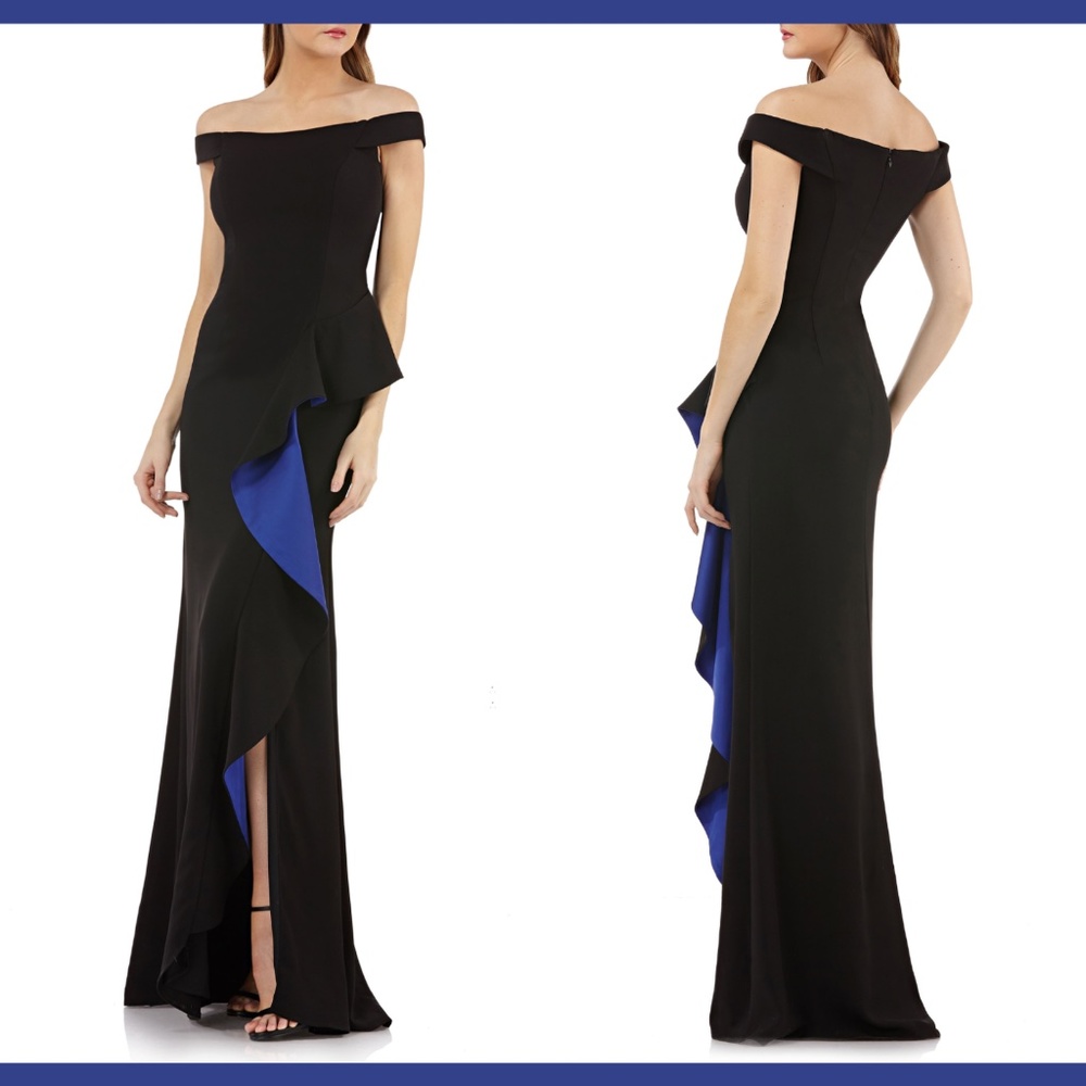 NEW Carmen Marc Valvo Off Shoulder Ruffle Gown‎ 8